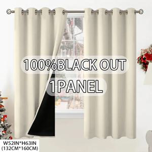 TEMU 1패널 단열 커튼 - 고강도 실내 차광 쉐이드, 그로멧 탑 디자인, 침실/거실용 차단 및 프라이버시 보호 - 네이비 블루/블랙, 화이트/핑크/그레이/그린 (폴리에스터)