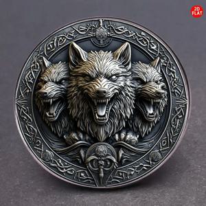 TEMU 2D 플랫 - 1개 미스터리 삼두 늑대 브로치 - 복잡한 디자인의 빈티지 고딕 늑대 핀, 스테인리스 스틸, 백팩, 옷, 칼라 & 모자에 적합 - 일상적인 패션 액세서리용 독특한 코스튬 배지, 늑대 장식