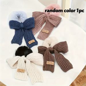 TEMU 랜덤 컬러, 가을 겨울 리본 플러시 고무줄 머리끈. 여성 파티와 데일리 스타일링을 위한 필수 소프트 포니테일 헤어밴드