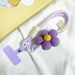 TEMU 여성 플로럴 브레이드 휴대폰 끈 손목 스트랩 - 파스텔 핑크 꽃 장식, 튼튼한 나일론 코드, 안전 잠금 장치 & 분실 방지 디자인 (스마트폰, 열쇠, 가방용) - 스타일리시 & 기능성 액세서리