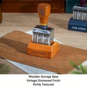 TEMU 레트로 우드 날짜 스탬프 - 금속 롤러가 있는 조절 가능한 년-월-일 롤러 스탬프, 스크랩북, 저널링용 빈티지 플래너 스탬프, 클래식 디자인, 내구성 있는 구조