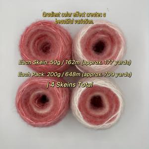 TEMU 1/3Nm 그라데이션 스프레이 얀 - 50g/4스케인 (총 200g) 파스텔 핑크에서 딥 핑크 옴브레 그라데이션, 부드럽고 내구성이 뛰어난 손뜨개질 얀 (공예, 코바늘 뜨개질용)