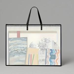 TEMU 1개입 대형 투명 PVC 토트 수납 가방 - 지퍼 잠금 장치가 있는 특대형 문서 보호대, 미술 , 페인팅 도구용 방진 정리함, 클래식 스타일, 내구성이 뛰어나고 세척이 용이하며 사무실, 학교, 여행 및 가정용으로 이상적입니다.