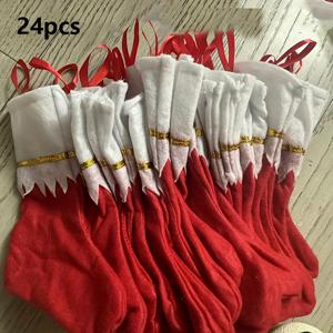 TEMU 24개 펠트 크리스마스 스타킹, 파티 스타킹, 크리스마스 장식 스타킹, 시골 크리스마스 휴일 스타킹, 홈 - 크리스마스 레드 스타킹 장식 세트 - 완벽한 크리스마스 장식 선물 - 크리스마스 트리 장식