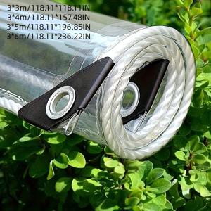 TEMU 헤비 듀티 투명 비닐/PVC 타프 - 14 Mil 두께 방수, 내열성 (극한의 열/냉기), 파티오, 현관용 아일렛이 있는 투명 실외 커버