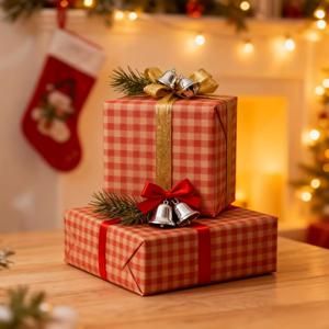 TEMU 1롤 레드 & 화이트 체크무늬 포장지 - 빈티지 크리스마스 선물 포장지, 핑크 도트와 핑크 체크무늬 패턴, 생일, 결혼식, 샤워 파티용 - 내구성 있는 휴일 포장 용품 (필수 없음)