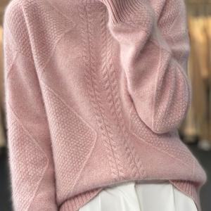 TEMU 여성용 두꺼운 겨울 스웨터 - 부드러운 루즈핏 긴팔 탑, 하이넥, 포근한 가을/겨울 레이어링, 캐주얼 & 포멀룩 필수템, 겨울 스웨터, 시즌 패션, 우아한 디자인, 고품질 스티칭, 스타일리시 블라우스, 오피스룩