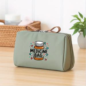 TEMU 1개 여성용 - 테마 메이크업 & 약품 보관 가방 (약품 라벨 디자인) - 지퍼 잠금 방식의 휴대용 여행용 정리 가방, & 그린 - 테마, 세탁기 사용 가능한 메이크업 파우치 (출장, 여행용) - 여성에게 완벽한 선물