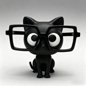 TEMU 귀여운 검은 고양이 모양 3D 프린팅 안경 홀더 - 튼튼한 플라스틱 안경 & 패션 스탠드, 앉아 있는 아기 고양이 포즈, 집, 사무실, 스마트폰, 태블릿을 위한 사랑스러운 책상 정리함