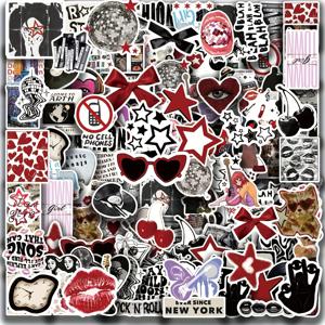 TEMU 100개 Y2K 다운타운 소녀 스티커 - 하트, 별, 만화 캐릭터가 있는 흑백 비닐 데칼, 공예, 문구류, 물병, 휴대폰 케이스, 여행 가방, 기타 & 헬멧용, 공예용 스티커