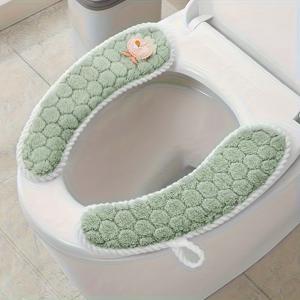 TEMU 새 변기 시트 커버 1쌍, 매직 테이프 욕실 쿠션, 사계절 사용 가능한 워셔블 범용, 가정 위생, 욕실 액세서리, 안전 부착, 편안한 착용감, 부드러운 충격 흡수, 내구성 좋은 커버, 후크 고정 커버, 임차인, 집 개조