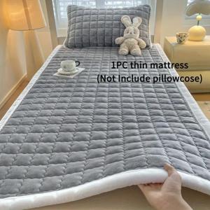 TEMU 겨울용 두꺼운 매트리스 패드, 부드럽고 휴대가 편리한 5가지 사이즈, 초극세사 & 통기성, 접이식, 세탁 가능, 탄력 스트랩 – 침실/기숙사/캠핑텐트/타마리용, 싱글/더블침대, 바닥매트, 휴대용 선물 (베개커버 미포함)