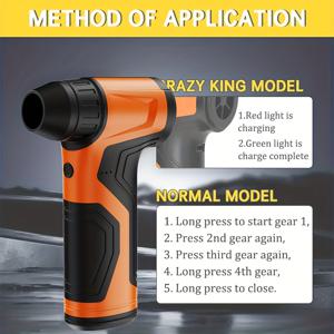 TEMU USB 충전식 고출력 휴대용 터보제트 팬 - 4단 풍속, 11000 RPM, 36V, 18650 리튬 배터리, 차량 청소, 먼지 제거, 눈, 컴퓨터, 캠핑, 야외 사용 - 아버지 선물, 캠핑 장비, 컴팩트 디자인, 내구성 있는 구조, 무선송풍기 초강력, 터보제트송풍기, 제트팬, 초강력 송풍기, 강력송풍기, 엔진송풍기