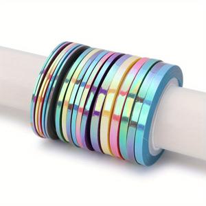 TEMU 18개 인어 네일 스트라이핑 테이프 라인 스티커 캔디 컬러 데칼 DIY 네일 아트 매니큐어 장식