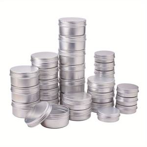 TEMU 25/50/100개 대용량 알루미늄 메탈 용기 빈통 - 플립탑 뚜껑 화장품 용기 (10g/40g 사이즈) 얼굴 케어, 아이크림, 립밤, 글로스용 - 내구성, 위생적, DIY 및 상업용 대량 포장