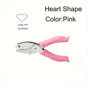 TEMU 1pc 하트/스타/원형 모양 구멍 핸드 헬드 단일 종이 구멍 펀치, 핑크 부드러운 두꺼운 가죽 커버와 펀처