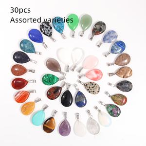 TEMU 15/20/30개 우아한 플랫 물방울 천연석 펜던트 참 DIY 주얼리 만들기 선물용