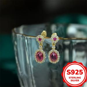 TEMU S925 스털링 실버 이미테이션 사파이어가 세팅된 귀걸이 드롭, 여성용, Approximately 3g, 여성 주얼리, 그녀를 위한 선물, 시크한 디자인, 고급스러운 장식품, 내구성 있는 귀걸이, 정교한 공예, 가벼운 무게의 액세서리, 패션과 주얼리를 사랑하는 분들을 위한