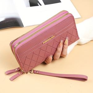 TEMU 패션 더블 지퍼 롱 핸드, 아일리 패턴 클러치, 여성용 손목 동전 지갑 휴대폰 케이스