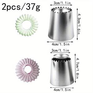 TEMU 2개/4개 대형 페이스트리 백 세트, 사단 링 베이킹 몰드 아이싱 노즐 스테인리스 스틸 냉동관 파이프 케이크 장식 용품 주방 선물 로마 노즐 로마 홀로우 링 프로틴 폰단 쿠키 파이핑 팁 로마 크림 마우스