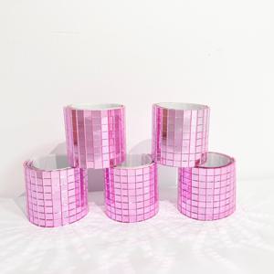 TEMU 핑크 2400개의 곡물 모자이크 유리 거울 벽 스티커 창의적인 DIY 장식 유리 거울 스티커 홈 장식