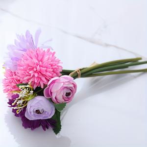TEMU 6줄기 인공 국화 부케 - 핑크 & 라벤더 꽃, 흰색 중심부, 웨딩, 어머니날, 호텔 장식용 리얼리스틱 장미 같은 꽃, 생생한 테이블 센터피스 (유지 관리 불필요, 내구성 있는 플라스틱)