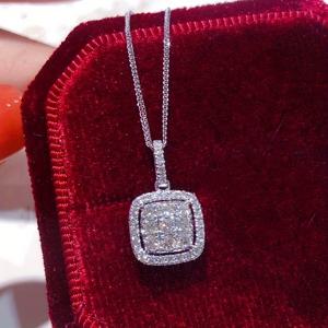 TEMU YOUHAOCC 클래식 프랑스 스타일 스퀘어 펜던트 목걸이, 실버 플레이트 구리와 합성 자이르콘, 여성용 우아한 패션 보석, 일상 착용 액세서리