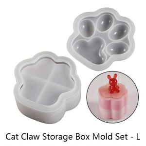 TEMU 고양이 발톱 레진 항아리 성형 공구, 뚜껑이 있는 레진 항아리 성형 공구, 향초 제작용 레진 보관함, 사탕 항아리, 수제 연인 크리스마스 생일 선물