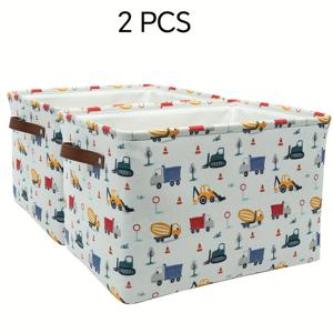 TEMU 손잡이 달린 튼튼한 패브릭 수납 상자 2개 - 대용량 접이식 정리 바구니, 멀티 컬러 (빨강, 초록, 노랑, 갈색, 선반 바구니, 옷장, 사무실, 가정 - 옷, 책 정리에 이상적인 크리스마스 선물)