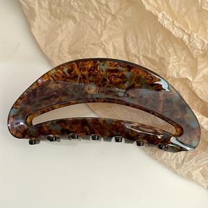 TEMU 1개 여성용 대형 프렌치 스타일 아세테이트 헤어 클립 - 우아한 프렌치 헤어 클로, 오벌 모양 & 컬러 블로킹, 업스타일, 포니테일, 번 스타일링용 - 내구성 있는 아세테이트 헤어, 데일리, 웨딩, 파티용