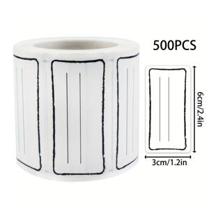 TEMU 500장 다용도 손글씨 잼병 라벨, 1.2인치*2.4인치 검정 테두리 사각형 종이 스티커, 수제 잼, 날짜 분류, 냉장고 안전, 찢어지지 않는 주방 정리 라벨