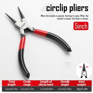 TEMU DELIXI 전기 5-9인치 1개 서클립 플라이어 - 고탄소강 통합형, 벤트/ 팁, 다중 사양 정밀 맞춤, 자동 리바운드, PVC 코팅 핸들, 기계 유지보수용 특수 플라이어