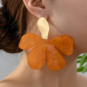 TEMU 빈티지 감성 아크릴 꽃 스터드 귀걸이 2개 세트 - 오렌지 페탈 디자인, 캐주얼 스타일 레트로 주얼리, 독특한 여성용 이어링