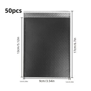 TEMU 50개의 검은색 폴리 에어 버블 메일러, PE 셀프 씰 패딩 봉투, 방수 및 충격 방지용 보석, 전자제품, 의류 및 책, 결혼식, 추수감사절, 크리스마스, 할로윈 및 졸업 선물에 완벽함