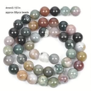 TEMU 1줄 천연 스톤 비즈 - 인도 마블 대리석 비즈 (4/6/8/10/12mm) DIY 주얼리 만들기, 팔찌, 목걸이, 귀걸이용 - 어스 톤 (핑크, 그린, 브라운, 그레이, 화이트, 블랙) - 스페이서 비즈 & 참 비즈