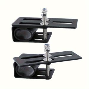 TEMU 자동차용 LED 스트립 라이트 장착 브래킷 2개 세트 - 루프 랙 클램프 조절 가능한 나사 및 포함 안전 설치용, 블랙 아이언 구조