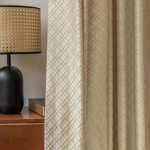 TEMU 프렌치 크림 스타일 럭셔리 3D 라이트 골드 자카드 자수 커튼, 70% 커튼, 거실 침실용 100% 고정밀 폴리에스터 커튼, 그로밋 탑 윈도우 커튼