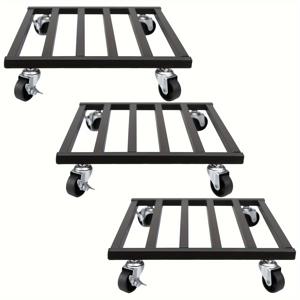 TEMU 3개 세트 10인치/12인치 블랙 식물 이동대, 10인치/12인치 금속 사각형 플랜터 캐리어 (잠금 가능한 바퀴), 150파운드까지 지탱하는 실내외용 헤비듀티 화분받침