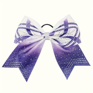 TEMU 여자 아이들을 위한 반짝이는 라인스톤 치어 보우 - 신축성 있는 타이와 함께하는 패브릭 글리터 헤어 보우 - 치어리더를 위한 컬러 매칭 프린트가 있는 힙합 펑크 스타일 보우 액세서리 - 14세 이상을 위한 적합 - 홈커밍 페스티벌 헤어 링 액세서리