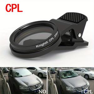 TEMU 스마트폰 카메라용 KnightX CPL 편광 필터 렌즈, 광학 유리 37mm 클립온, 방수, iPhone 및 기타 스마트폰과 호환, 중립 밀도 카메라 액세서리