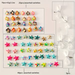 TEMU 70개 바다 테마 DIY 비즈 장식 세트 - 다양한 바다 거북이, , 5개 롤의 신축성있는 코드가 포함된 수제 장신구 및 공예품 - 팔찌, 목걸이, 족쇄 만들기