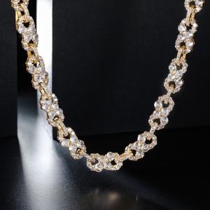 TEMU 1pc ICED CHICS 무한 체인 목걸이, 구리 합금과 합성 자이콘, 펑크 스타일 힙합 래퍼 보석, 나이트클럽, 콘서트, , 마르티 그라스, 세인트 패트릭 데이 선물에 이상적