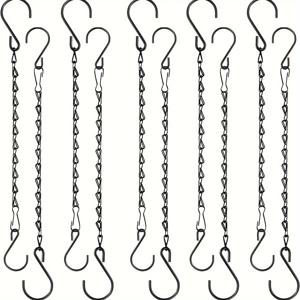 TEMU 10개 팩 금속 식물 매달기 체인 S자 고리 포함 - 10인치, 다목적 체인 행거 조류 먹이통, 랜턴, 풍경, 간판 및 실내/실외 장식용