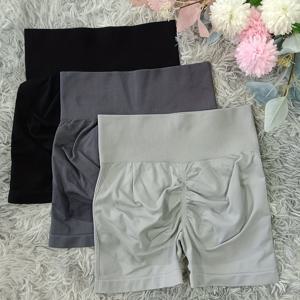 TEMU 여성용 심리스 요가 피트니스 쇼츠 - 고신축성, 편안한 스포츠 웨어, 블랙, 그레이, 블루 - 신축성 있는 허리밴드, 비침 방지 원단