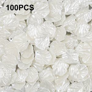 TEMU 100개 아크릴 껍질 비즈, 흰색 수지 인조 조개, 광택 있는 꽃잎 스페이서 비즈, 쥬얼리 팔찌 목걸이 DIY 공예품