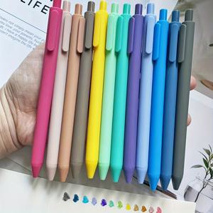 TEMU 12pcs 모란디 파스텔 컬러 잉크 젤 펜 세트 - 미적 펜 리트렉터블 고무 마감 젤 잉크 펜 - 일기 쓰기, 글쓰기, 사무실 및 학교 용품을 위한 아름다운 및 귀여운 펜