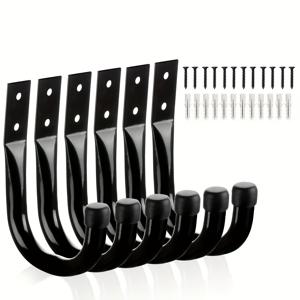 TEMU 6개 세트의 내구성이 뛰어난 금속 차고 훅, 정원 도구, 자전거, 사다리, 의자, 정원 호스, 전동 공구를 위한 벽 부착형 저장 용품 - 실내 및 실외 정리 용품