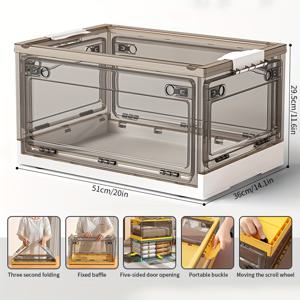 TEMU 1pc 접이식 보관 상자, 플라스틱, 투명, 큐비 선반, 거실, 침실, 공부실용|폴딩박스