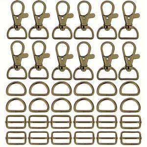 TEMU 60개 키체인 슬라이드 버클 D형 링 클립 메탈 랍스터 클로 버클 실버 회전 버클 스프링 후크 하드웨어 액세서리 키트 가방 핸드백 지갑 백팩 개 목걸이 DIY 공예 액세서리 만들기에 적합 (D형 랍스터 버클 20개, D형 링 20개, 조절 가능한 슬라이드 버클 20개)