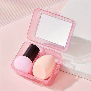 TEMU 2개 세트 뷰티 에그와 버섯 헤드 세트 박스, 거울이 있는 물에 활성화되는 부드럽고 적합한 다기능 습식 및 건식 메이크업 어플리케이터, 균일하게 메이크업 적용, 완벽하게 은폐, 휴대용 보관 케이스 포함, 전문적인 일일 메이크업 도구